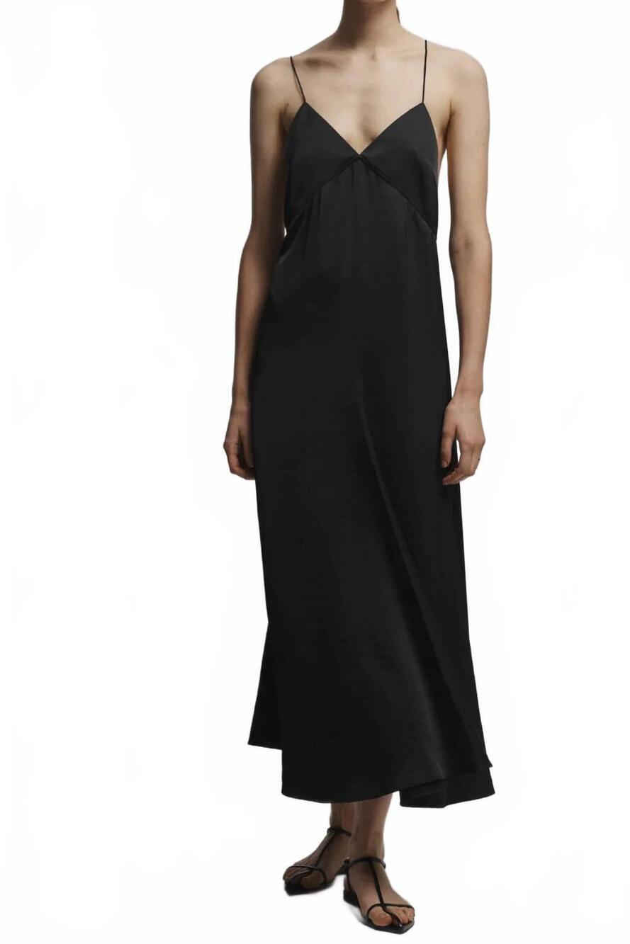 NEW SAINT ART fallon open back slip dress in black